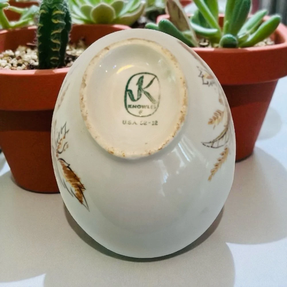 Vintage MCM Knowles Sugar Bowl Leaves and Wheat Design - Picture 5 of 8